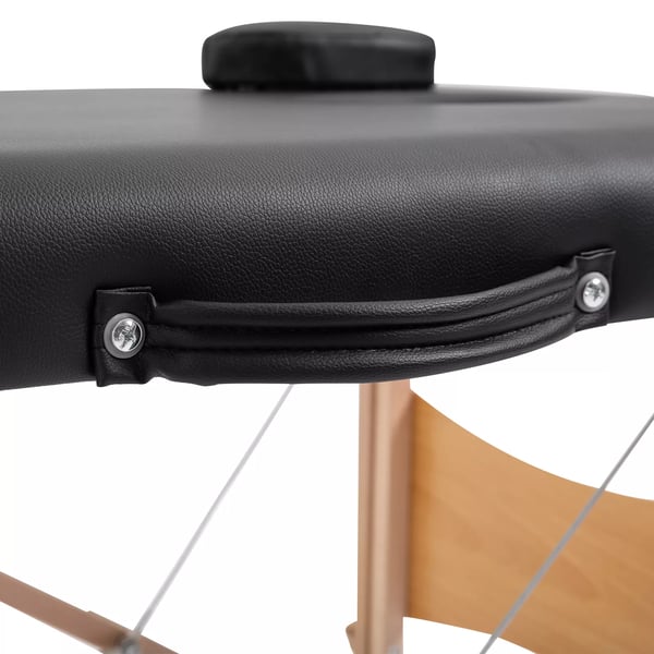 massagebriks, Bærbar massagebriks, Højdejusterbar, Kosmetikbriks, Poppeltræ, Skum, Sort, 186 x 60 x 58-81 cm
