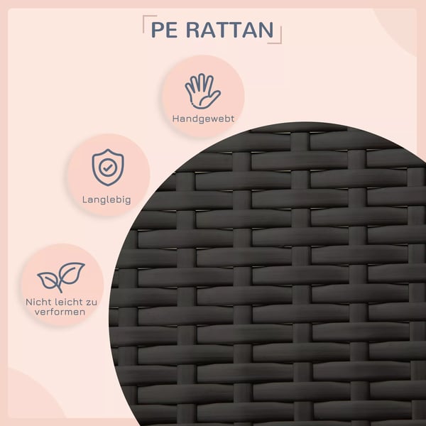PawHut Rattan Hundehus med Pude - Vejrbestandigt PE Rattan, Kaffebrun, 98x69x73 cm