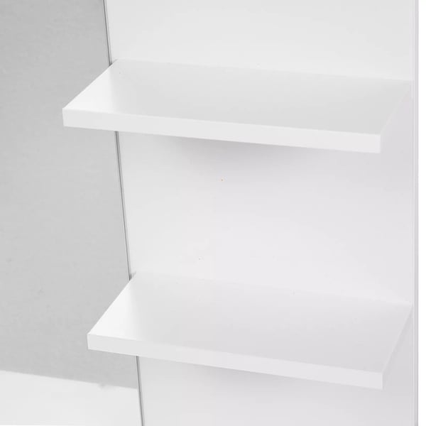Badeværelsesspejl Vægspejl med 3 hylder, Spejlhylde til badeværelse, MDF, Hvid, 60x10x48cm
