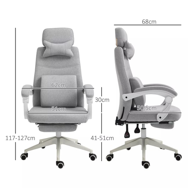 Vinsetto ergonominen toimistotuoli, pelituoli, pyFrillF, sFFdettFvF jalkatuki, harmaa
