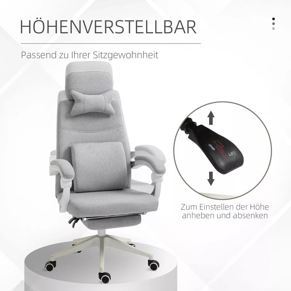 Vinsetto ergonominen toimistotuoli, pelituoli, pyFrillF, sFFdettFvF jalkatuki, harmaa