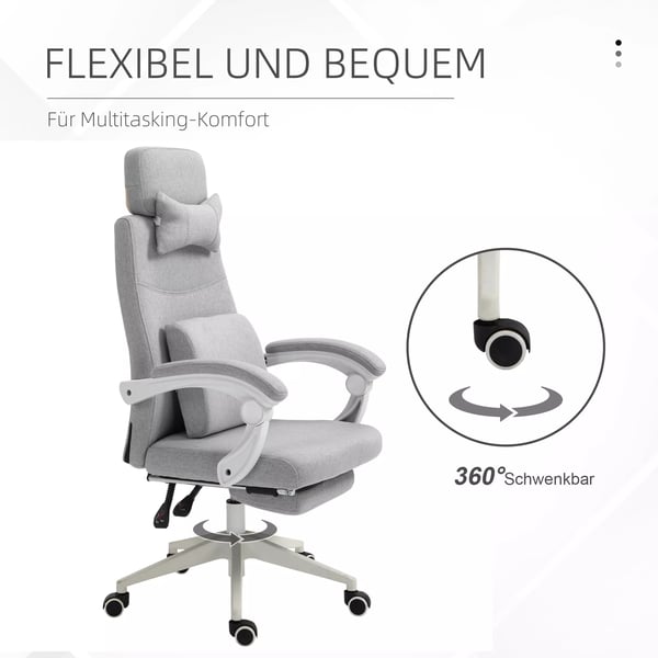 Vinsetto ergonominen toimistotuoli, pelituoli, pyFrillF, sFFdettFvF jalkatuki, harmaa