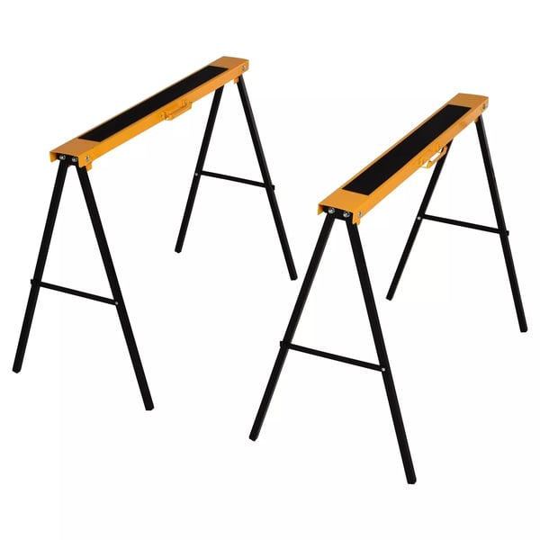 HOMCOM Taitettava Sahapukki - Kestävä teräs, luistamaton, maksimikantavuus 125 kg, oranssi/musta, 99.5x50x78 cm