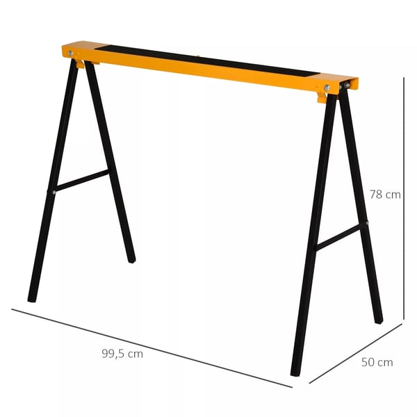HOMCOM Foldbar Arbejdsbænk - Savbuk med Stålstruktur, Orange/Sort, 99,5x50x78 cm, 125 kg