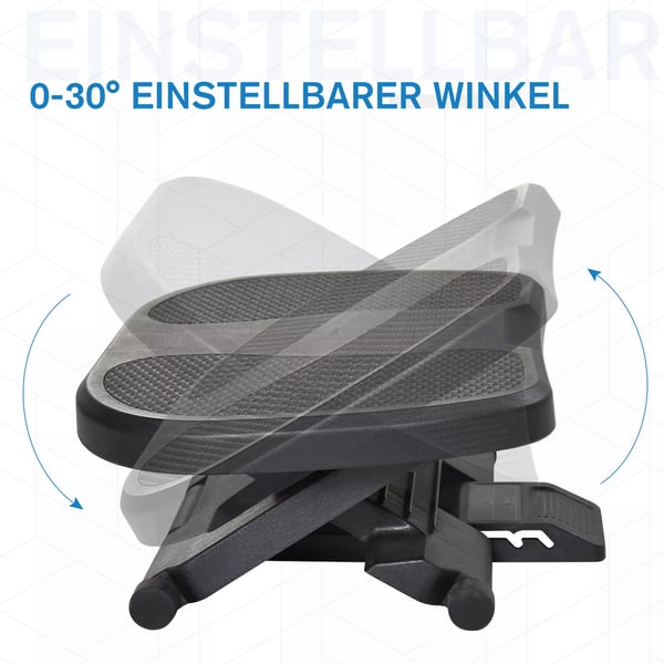 HOMCOM Justerbar Fodskammel - Sort HIPS - 3 Højder, 0-30° Vinkel - 45x34x10-16,5cm