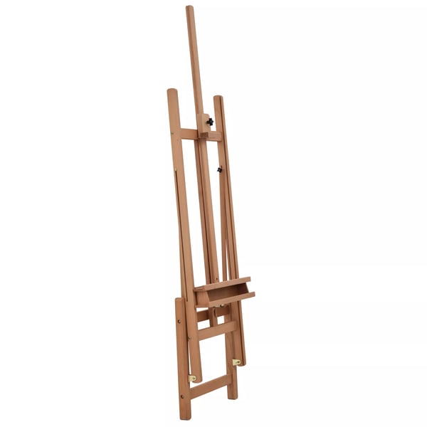 Vinsetto staffeli atelierstaffeli i bøgetræ, højde- og vinkeljusterbar, med opbevaringshylde, natur, 53x50,5x171-230cm