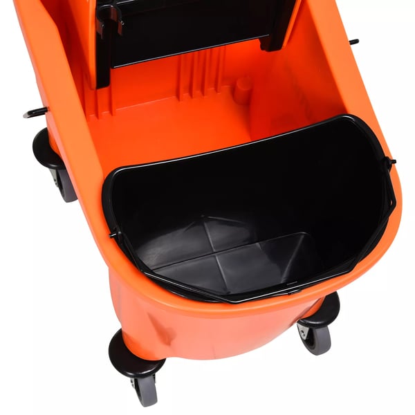 HOMCOM Siivousvaunu Pyörillä, Moppikauha Vääntölaitteella, 36L, Musta/Oranssi