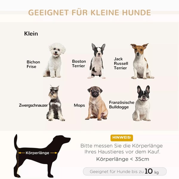 PawHut Hundesofa Plys Hvalpeseng med Opbevaring, Naturtræ, Lysegrå, 76x45x41.5cm