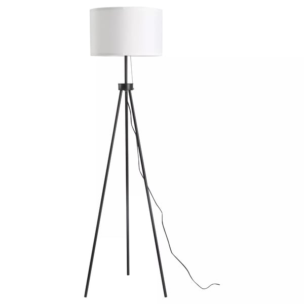 HOMCOM Gulvlampe Moderne E27 Stål & Polyester Sort & Hvid 37x37x152cm