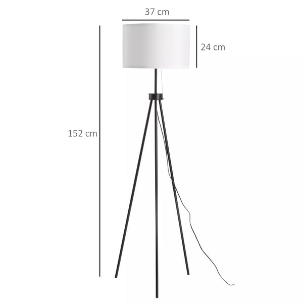 HOMCOM lattiavalaisin, E27, metalli/polyesteri/puuvilla, musta/valkoinen, 37x37x152cm