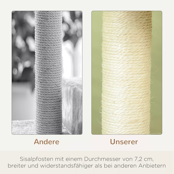 PawHut Kradsetræ til katte - Beige Polywood og Sisal - 50x50x100 cm