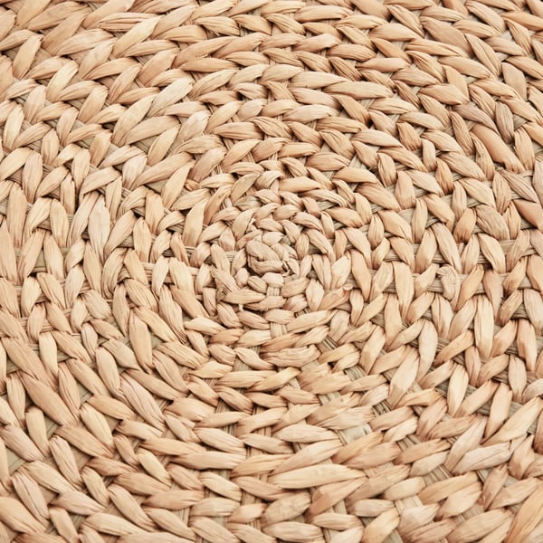 Ottoman med opbevaring Fodskammel med opbevaringsboks, aftageligt låg, stråflet rattan, khaki, Ø43x43cm