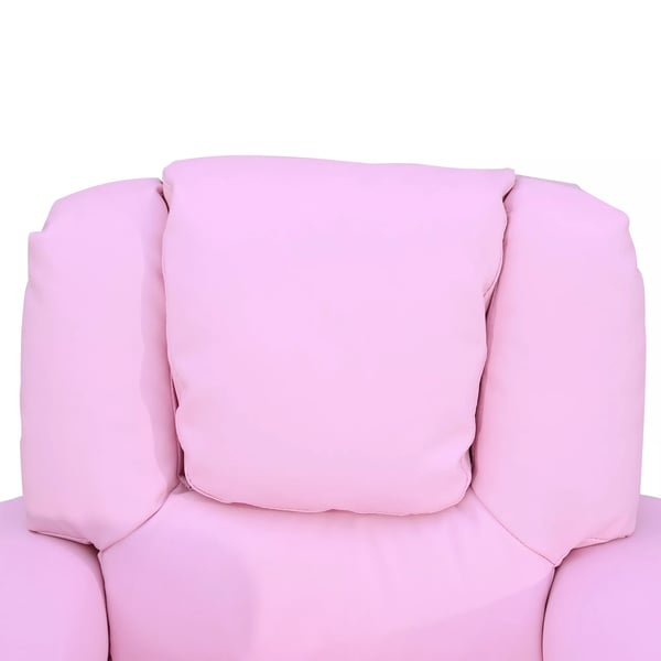 HOMCOM børnesofa med liggefunktion, børnestol, 3-6 år, rosa, kopholder, 62x56x69 cm