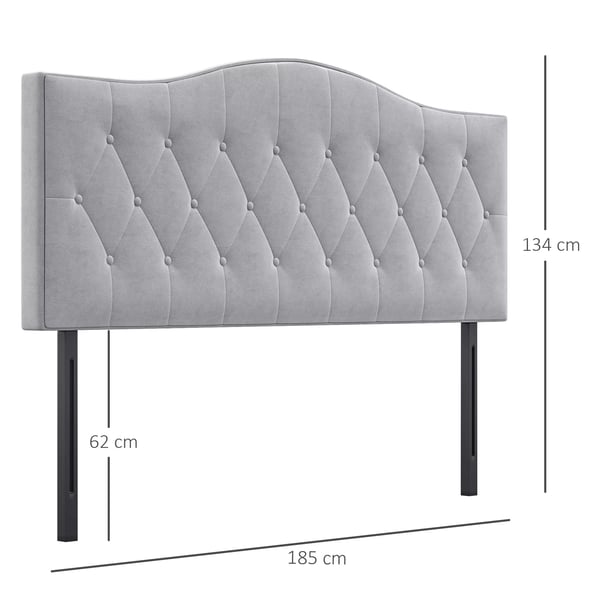HOMCOM Sengegavl - Polstret med Poppel & Polyester, Grå, 185x8x134cm