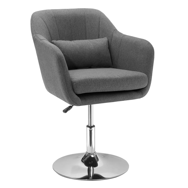 HOMCOM Svängbar kontorsstol i mörkgrå linnelook, höjdjusterbar ergonomisk arbetsstol för hem och kontor, 57 x 57 x 77,5-87 cm