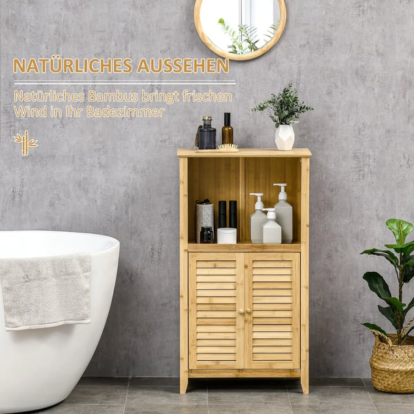 HOMCOM Badevãrelsesskab Hylde i Bambus Natur 50x25,5x92cm