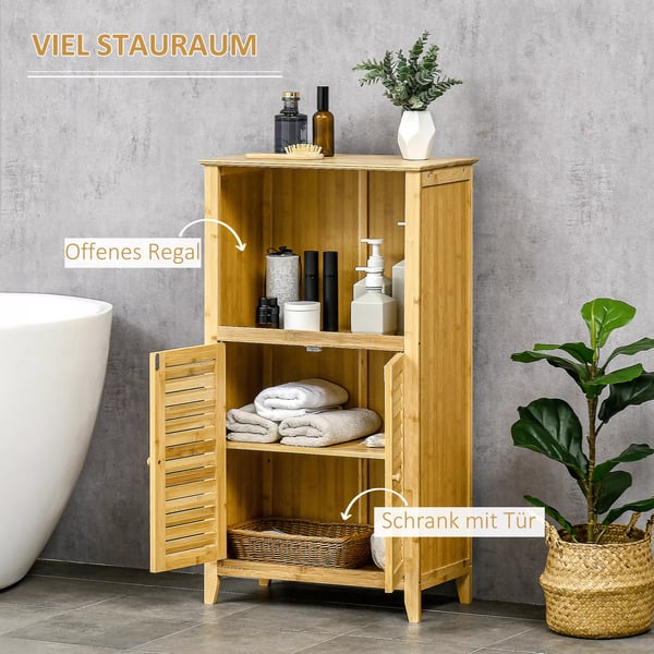 HOMCOM Badevãrelsesskab Hylde i Bambus Natur 50x25,5x92cm