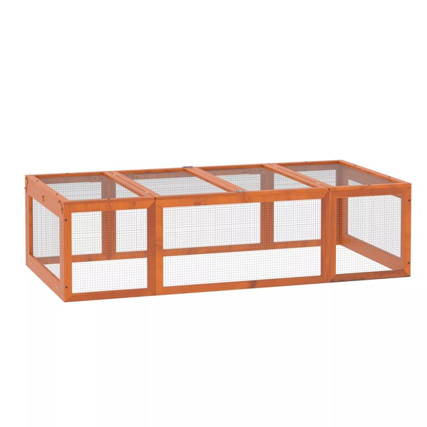 PawHut lille dyrestald lille dyrebur 180 x 90 x 48 cm med løbegård multifunktionel grantræ orange PawHut lille dyrestald lille dyrebur 180 x 90 x 48 cm med løbegård multifunktionel grantræ orange
