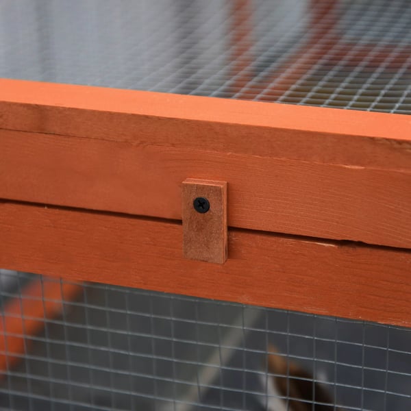 PawHut lille dyrestald lille dyrebur 180 x 90 x 48 cm med løbegård multifunktionel grantræ orange