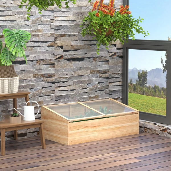 Outsunny Drivhus i Gran og Polycarbonat - 100x50x35 cm - Natur