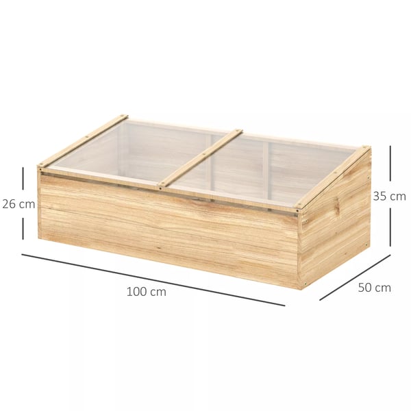 Outsunny Drivhus i Gran og Polycarbonat - 100x50x35 cm - Natur