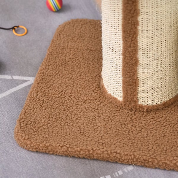 PawHut Kradsetræ til Katte - Lysebrun Polyester, Sisal & Plys Aktivitetscenter 45x45x91cm