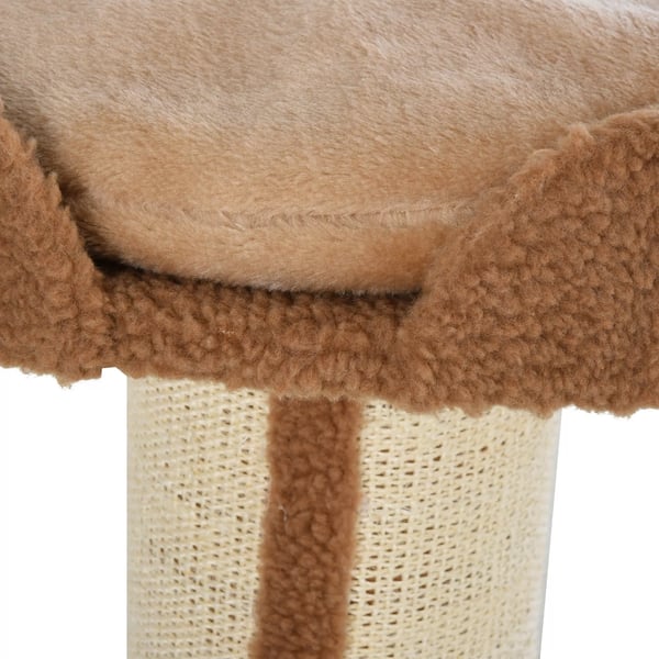 PawHut Kradsetræ til Katte - Lysebrun Polyester, Sisal & Plys Aktivitetscenter 45x45x91cm