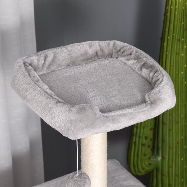 PawHut Kradsetre Flerlags med Kattehule, Stige og Bold - Lysegre, Sisal, 60x48x122cm