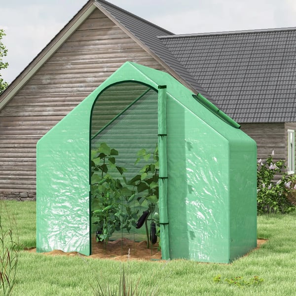 foliedrivhus tomatdrivhus drivhus plantebed med vindue og dør grøn stål PVC-plast 180 x 100 x 168 cm