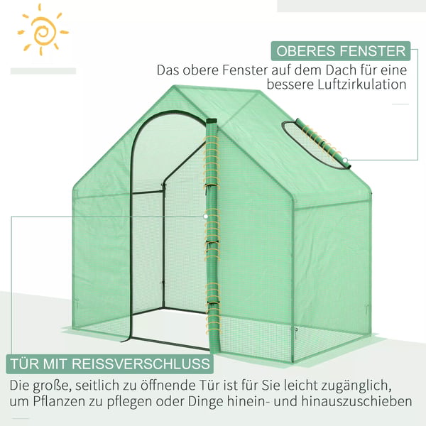 foliedrivhus tomatdrivhus drivhus plantebed med vindue og dør grøn stål PVC-plast 180 x 100 x 168 cm