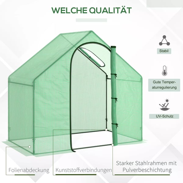 foliedrivhus tomatdrivhus drivhus plantebed med vindue og dør grøn stål PVC-plast 180 x 100 x 168 cm