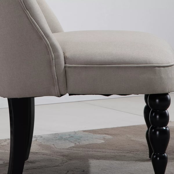 HOMCOM Vintage-lepotuoli, rentoutumistuoli, verhoiltu tuoli, ruokapöydäntuoli, pellavapäällinen, puurunko, beige+musta, 67 x 67 x 78 cm