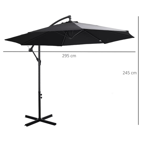 Outsunny-aurinkovarjo, aurinkovarjo kammella, teräsrunko ja polyesterikangas, musta, Ø3x2,5m