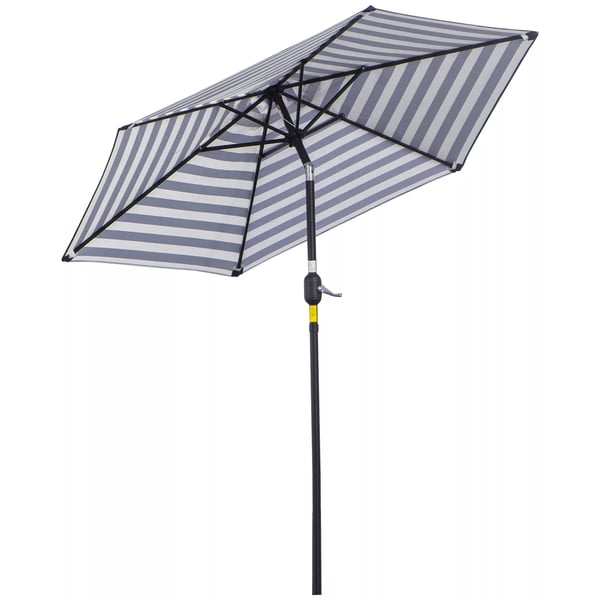 Outsunny parasoll för trädgård och terrass med stålställning, blårandigt, Ø230x216 cm, för utomhusbruk