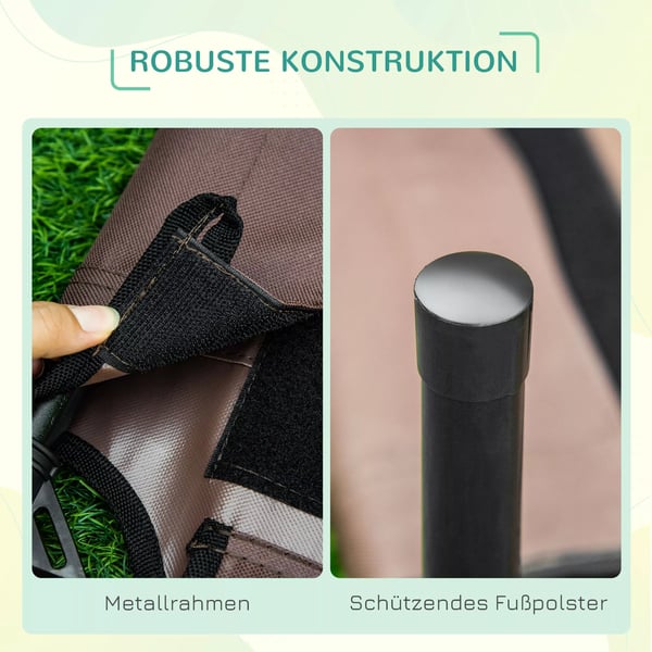 PawHut Kæledyrsseng Udendørs med Baldakin - Hævet Metalramme med Åndbart Stof - Kaffe/Sort - 76x61x73cm