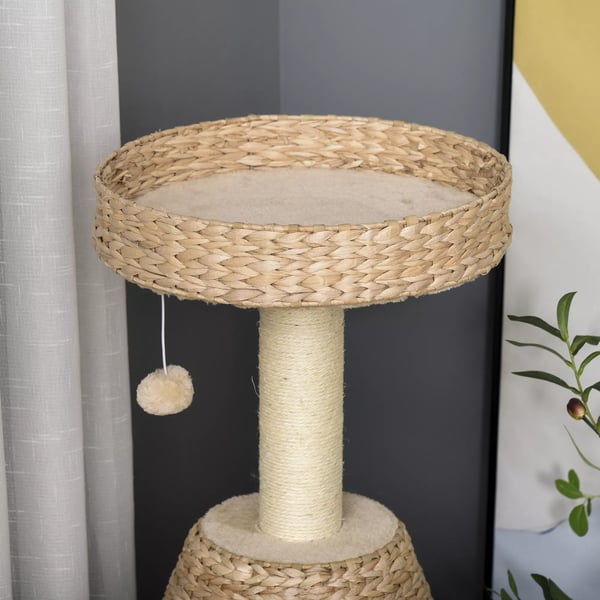 PawHut Katte Kradsetræ - Sisal, Plys, Gul, 82,5 cm H