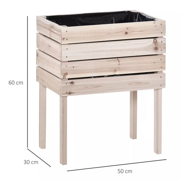 Outsunny 4-delt højbed plantekasse plantekrukke i træ 4 kombinationsmuligheder til haven og altanen 50 x 30 x 60 cm natur