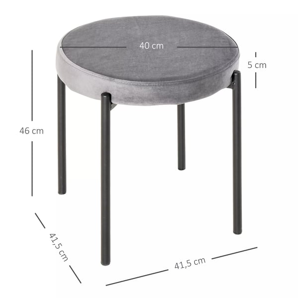 HOMCOM 4-pack sammetspallar, vadderade sitsar, stålben, grå