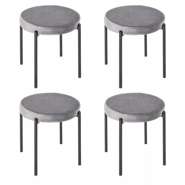 HOMCOM 4-pack sammetspallar, vadderade sitsar, stålben, grå