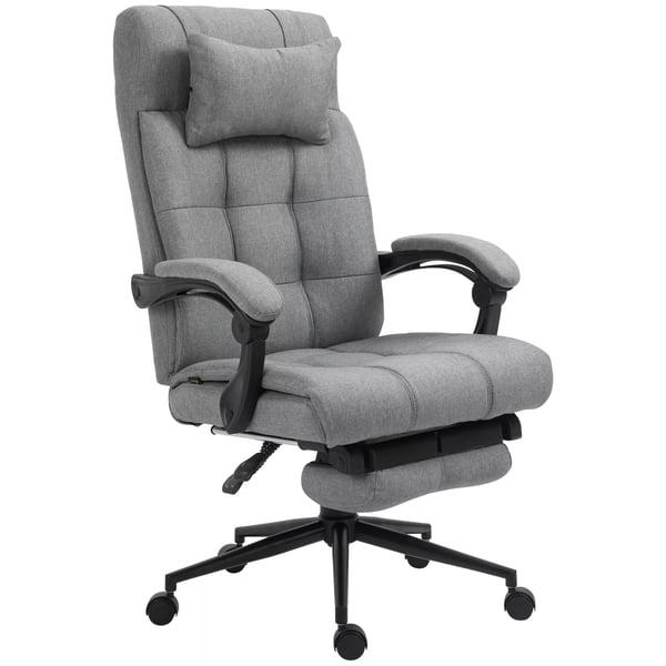 Vinsetto kontorsstol ljusgrå, ergonomisk med nackkudde, armstöd och fotstöd, justerbar snurrstol i polyester