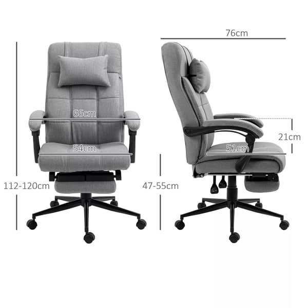 Vinsetto Kontorstol Lysegrå Polyester Ergonomisk med Nakkestøtte og Fodstøtte