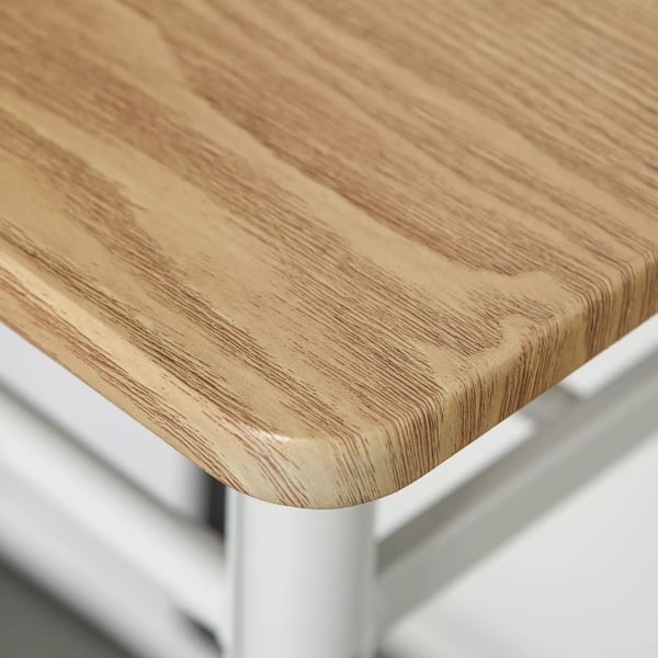 HOMCOM Barbord med 2 Barstole - Hvid/Eg MDF og Stål - Industrielt Design med Opbevaring