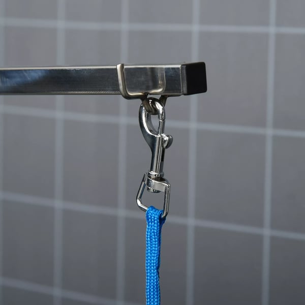 PawHut trimbord, plejebord, drejeligt, tørrebord med justerbar arm, skridsikker bordplade, låsesystem, aluminiumslegering, rustfrit stål