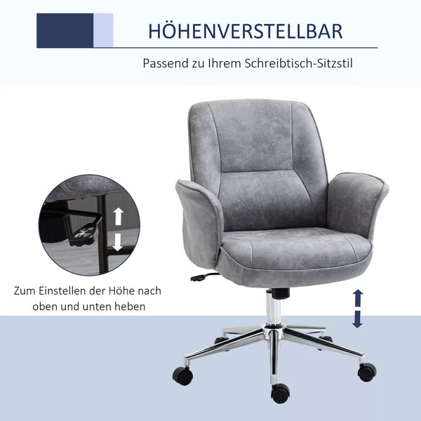 Vinsetto Toimistotuoli Hellgrau Polyester Ergonominen Keinutoiminnolla Säädettävä Pyörillä 120kg