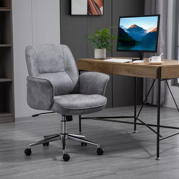 Vinsetto Toimistotuoli Hellgrau Polyester Ergonominen Keinutoiminnolla Säädettävä Pyörillä 120kg