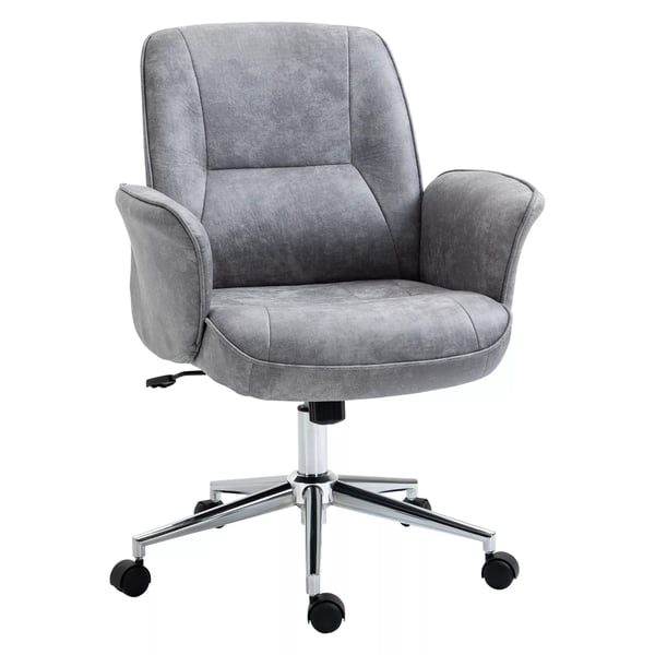 Vinsetto Ergonomisk Kontorsstol, Höjdjusterbar med Gungfunktion, Ljusgrå Polyester