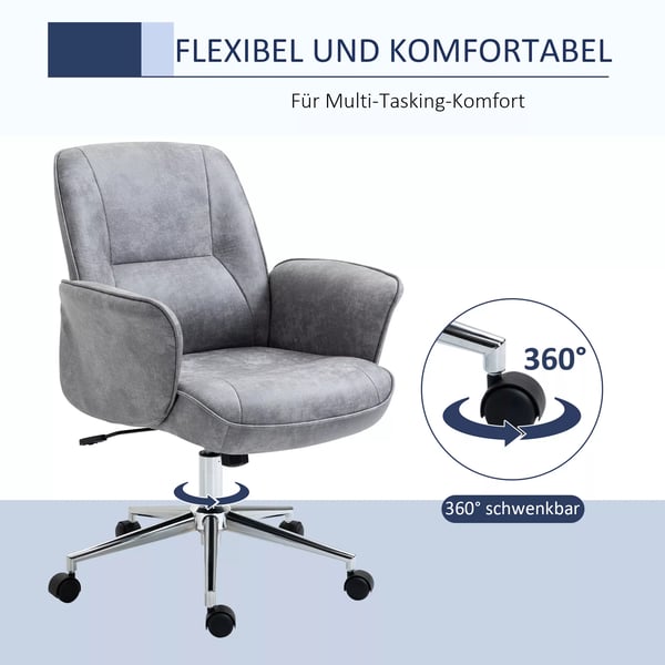 Vinsetto Toimistotuoli Hellgrau Polyester Ergonominen Keinutoiminnolla Säädettävä Pyörillä 120kg