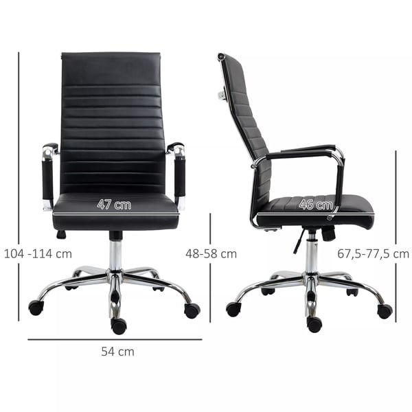Kontorstol Ergonomisk Skrivebordsstol med Vip Funktion Direktørstol Højdejusterbar Polstret Kunstlæder Skum Sort