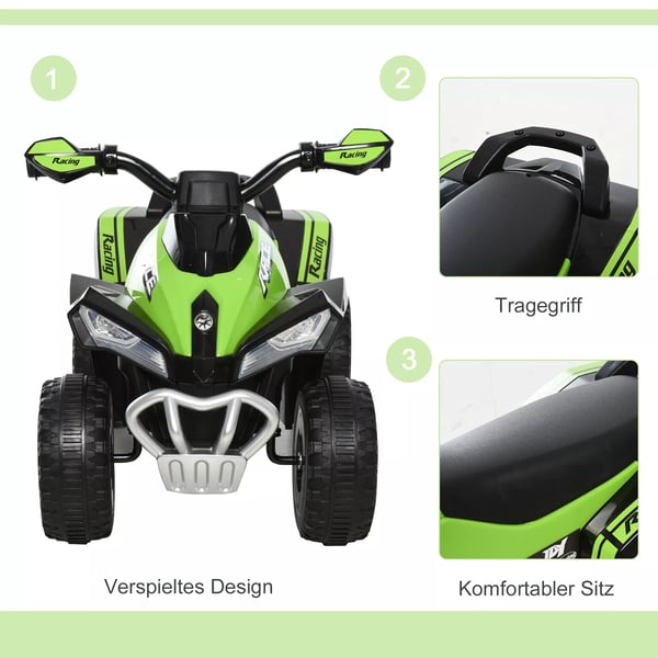 HOMCOM Åkleksaksbil för barn, grön, plast
