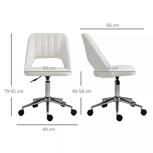 Vinsetto Komfort Kontorstol, Skrivebordsstol, Hjdejusterbar, 49x60x79-91cm, Beige Polyester